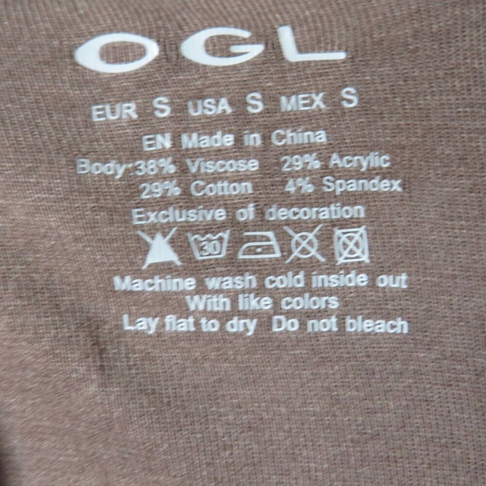 OGL Brown Soft Stretchy Long Sleeve Thong Padded Brami Bodysuit Size Small - Picture 7 of 7